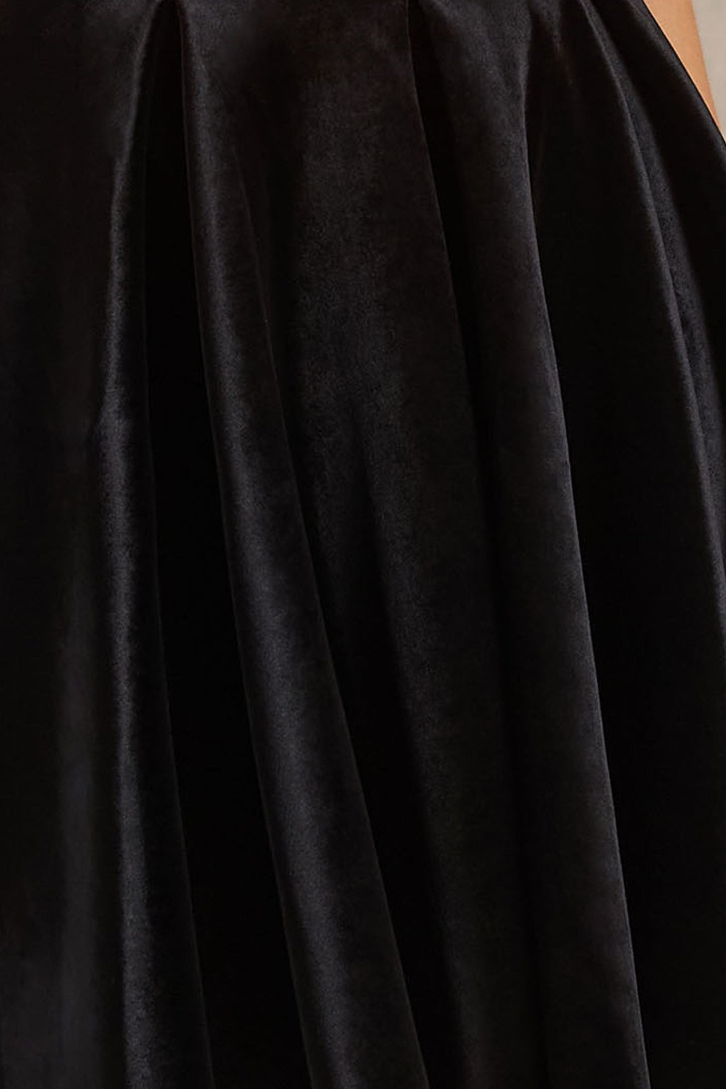 Leticia | Black Velvet Asymmetric-Neck Velvet Mini Dress With Twist-Sleeve