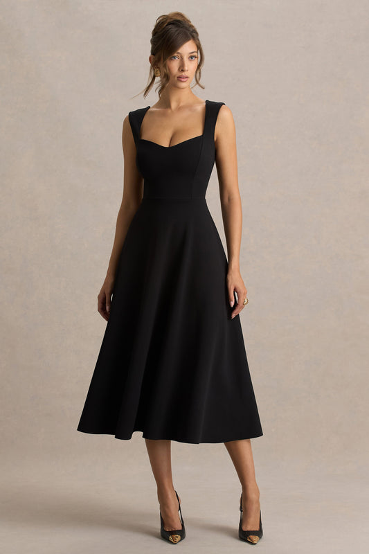 Andromeda | Black Sweetheart Midi Dress