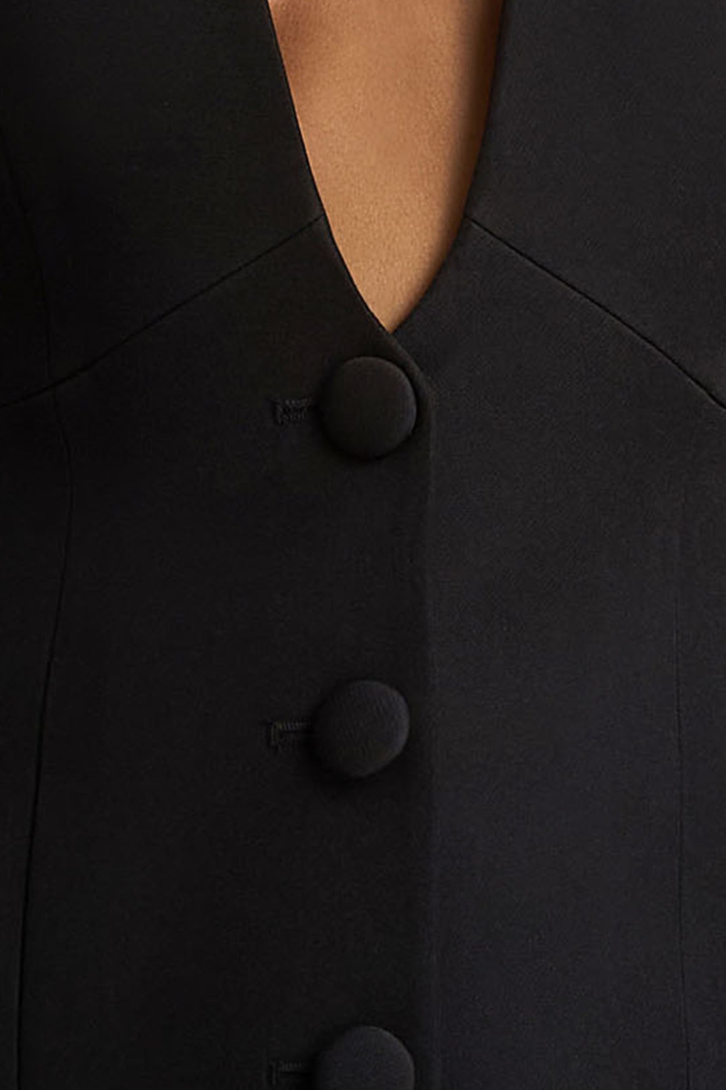 Rosalina | Black Extreme-Plunge Neck Tailored Blazer