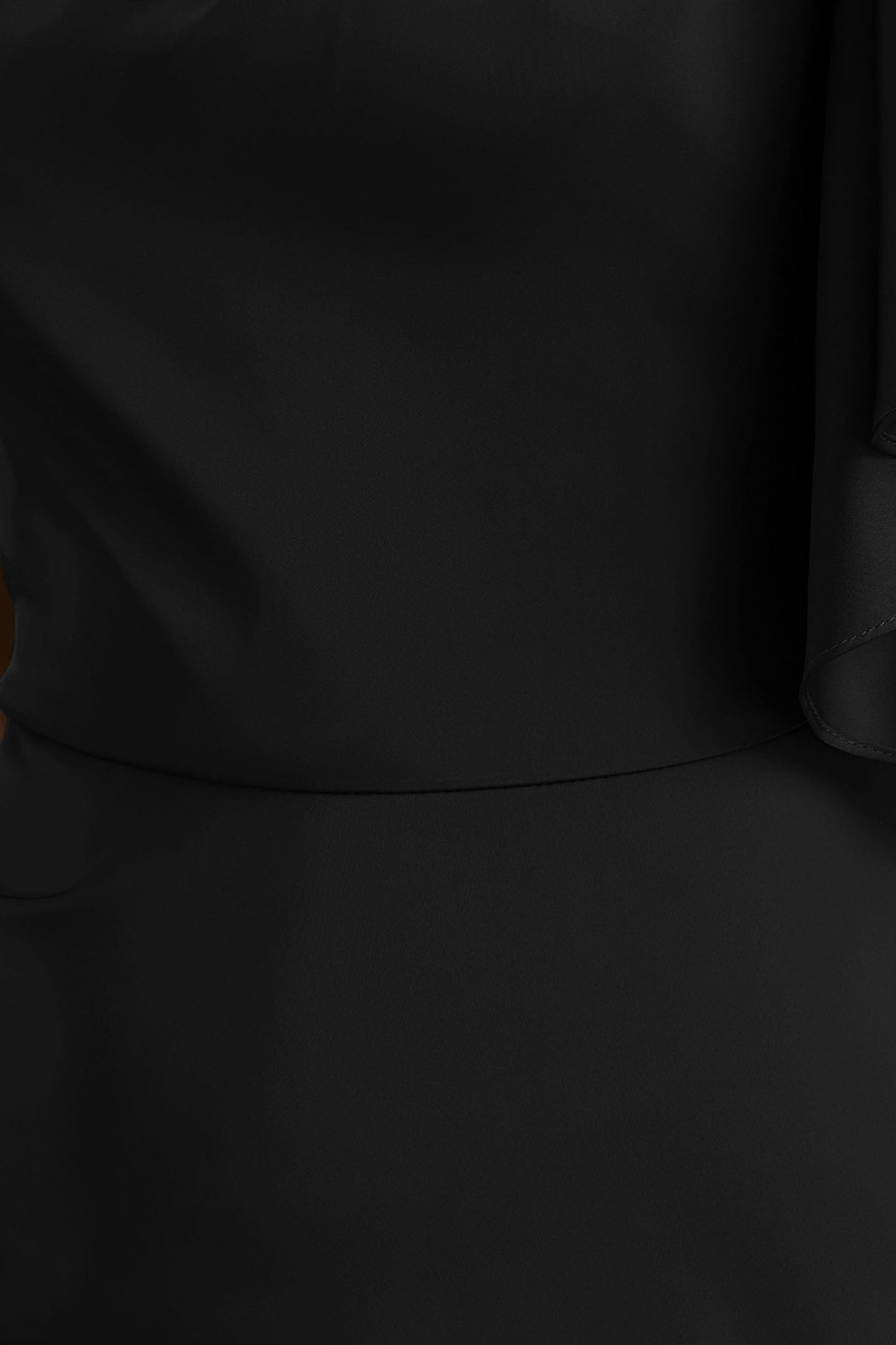 Unforgettable | Black Asymmetric-Neck Maxi Dress With Ruched Detailing