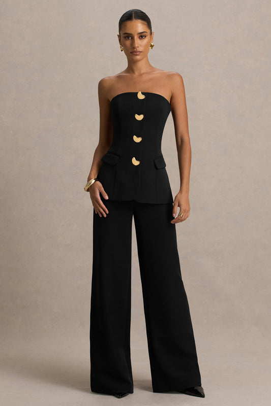 Zoey | Black Bandeau-Neck Jumpsuit