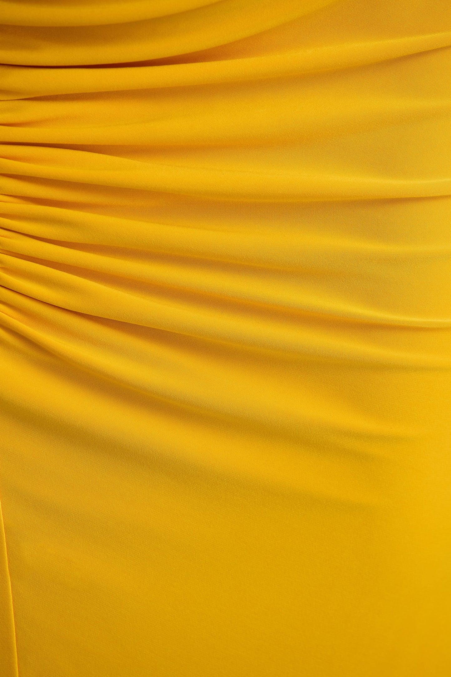 Diva | Yellow Slashed-Neck Maxi Dress With Ruched Detailing