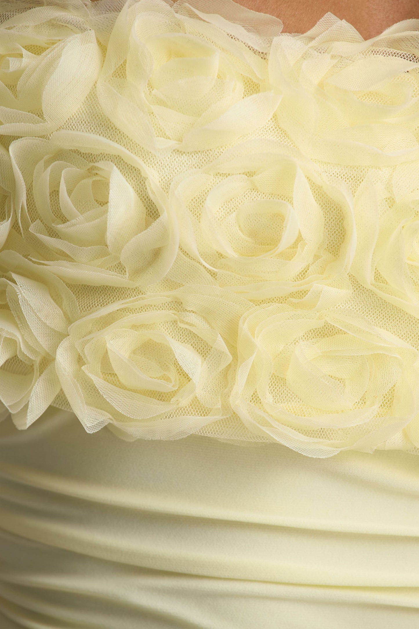 Pastille | Lemon Floral Bardot Maxi Dress With Ruched Detailing