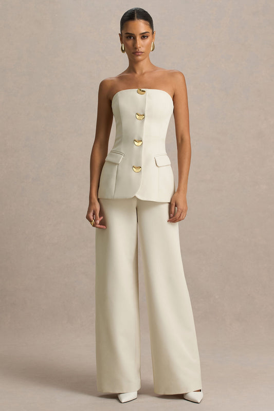 Zoey | Nude Bandeau-Neck Jumpsuit