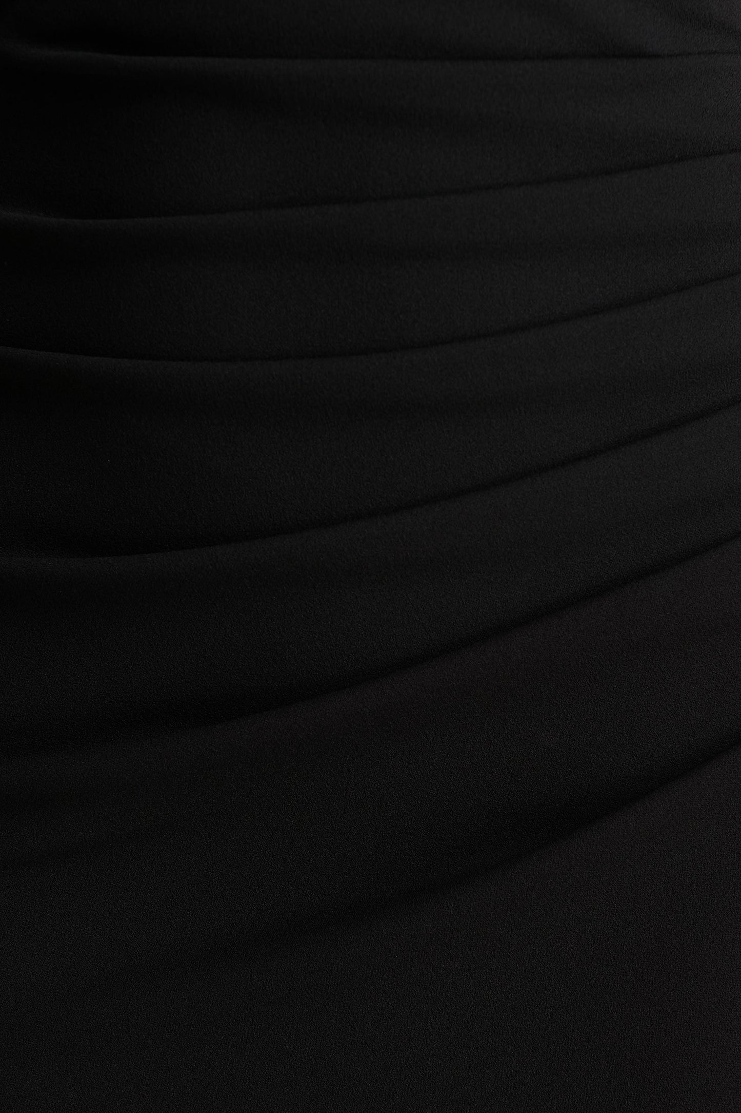 Leah | Black Asymmetric-Neck Midi Dress With Cape-Sleeve And Draped Detailing