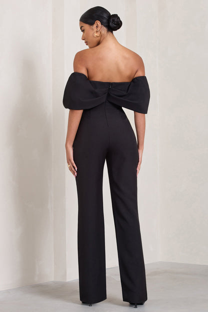 Time Will Tell | Black Off The Shoulder Wide Leg Jumpsuit