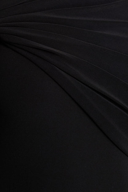 Alexia | Black Asymmetric-Neck Maxi Dress With Embellishment And Ruched Detailing