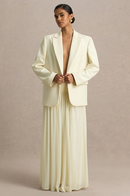 Spencer | Cream Chiffon Pleated Maxi Skirt