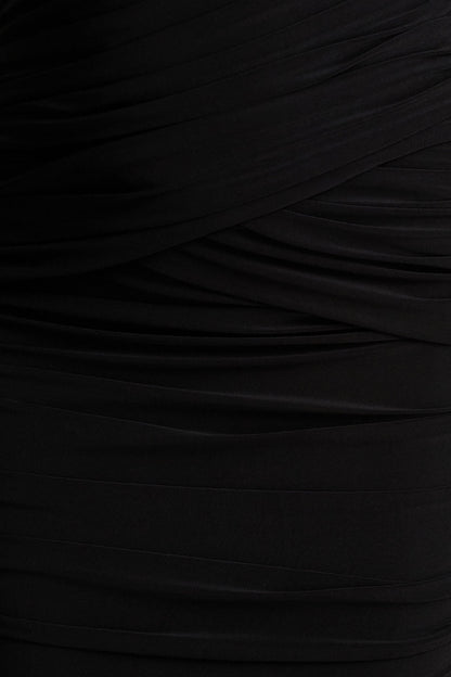 Kendall | Black High-Neck Wrapped Maxi Dress With Chest Cut-Out
