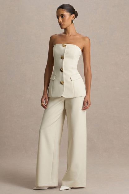 Zoey | Nude Bandeau-Neck Jumpsuit
