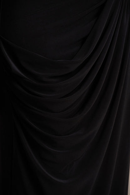 Fluxy | Black Long-Sleeved Crop-Top With Ruched Detailing