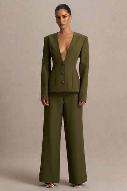 Silvia | Olive Straight-Leg Trousers