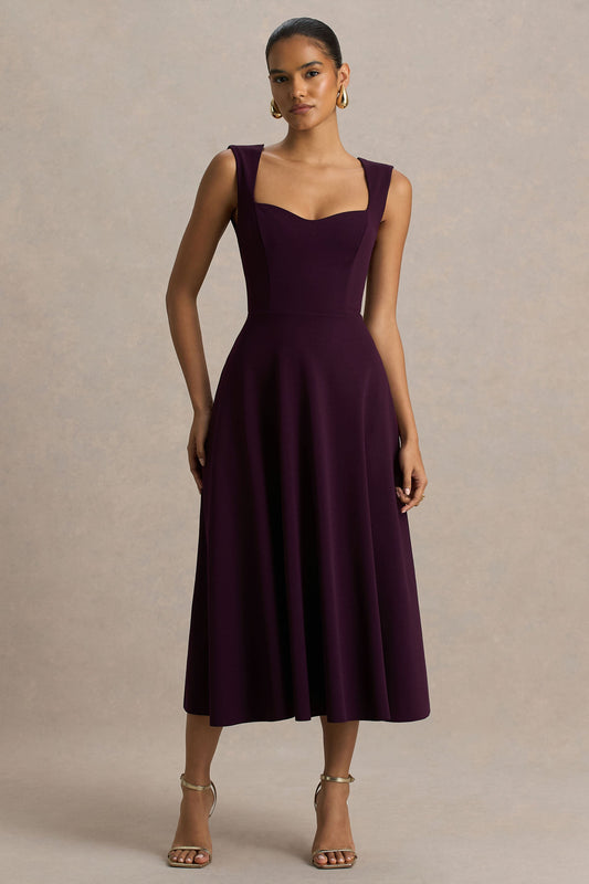 Andromeda | Burgundy Sweetheart Midi Dress