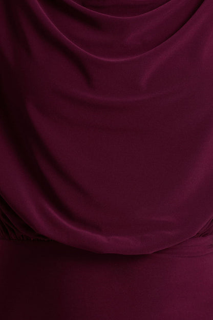 Hermia | Burgundy High-Neck Midi Dress