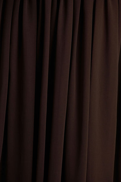 Kelly | Brown Scoop-Neck Maxi Dress With Mesh And Pleated Detailing