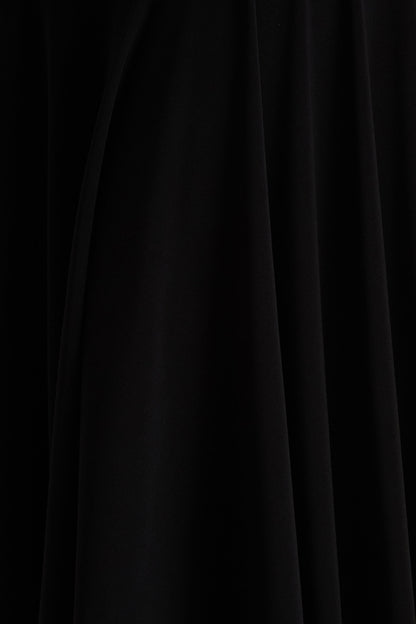 Isola | Black Asymmetric-Neck Midi Dress With Drop-Waist