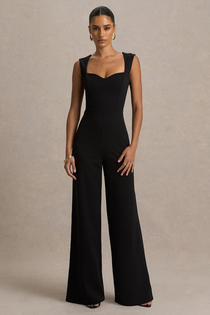 Everlee | Black Sweetheart-Neck Jumpsuit