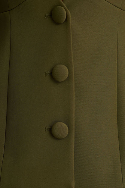 Rosalina | Olive Extreme-Plunge Neck Tailored Blazer