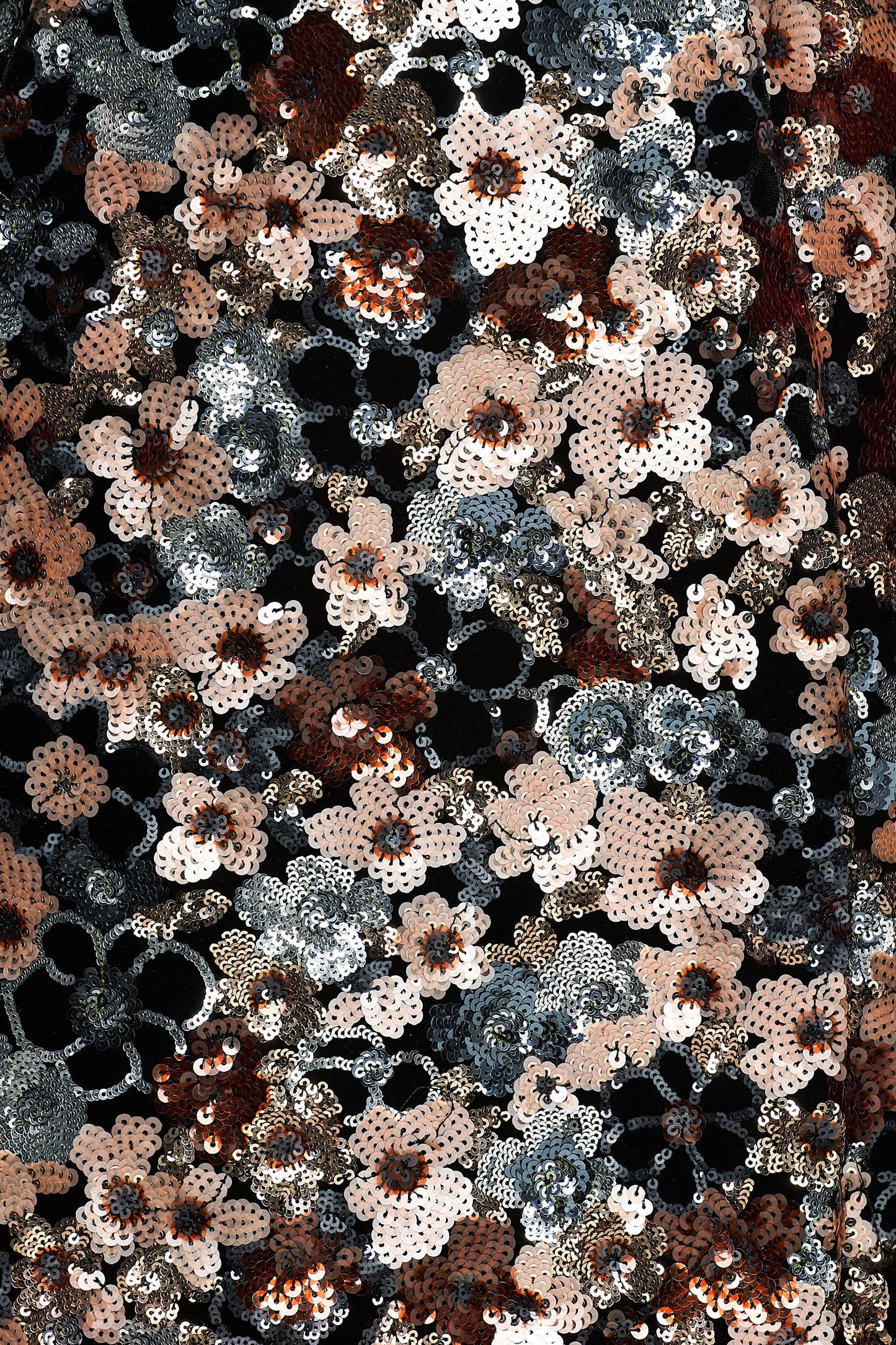 Adaline | Black Sequin Floral Velvet Long-Sleeved Mini Dress
