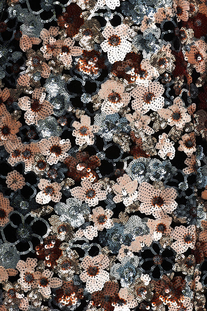 Adaline | Black Sequin Floral Velvet Long-Sleeved Mini Dress