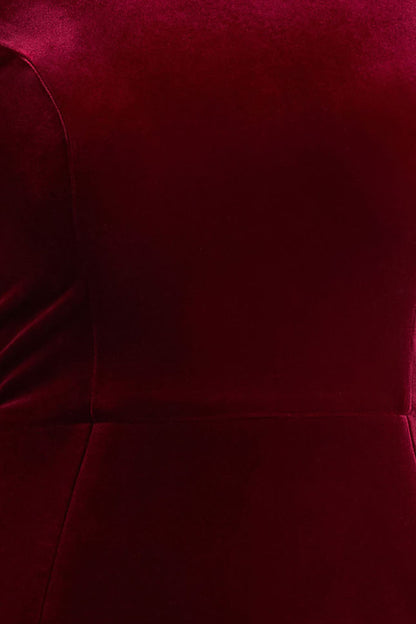 Margot | Burgundy High-Neck Velvet Mini Dress With Embellished Detail
