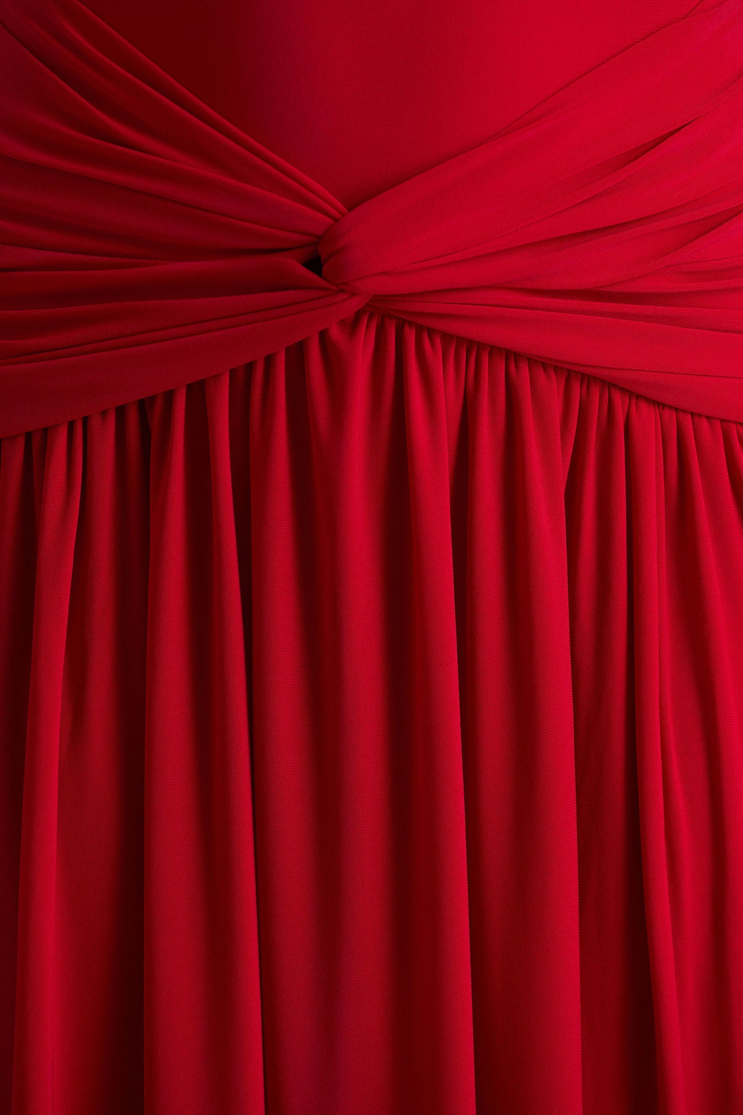 Cascade | Red High-Neck Maxi Dress With Twist Detail