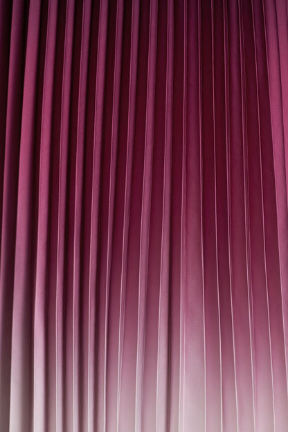 Libby | Burgundy Ombre Woven High-Neck Midi Dress With Pleated Detailing