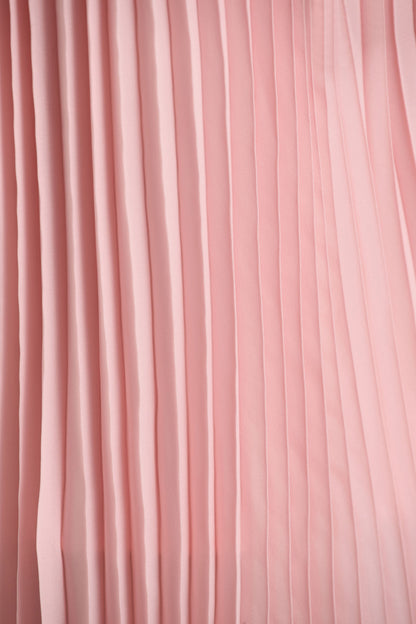 Tulip | Blush Pink Pleated High-Neck Midi Dress