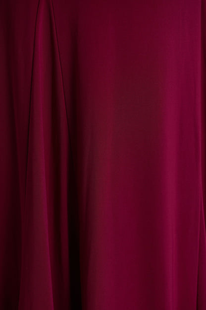 Cilla | Burgundy Bardot-Neck Maxi Dress With Ruched Detailing
