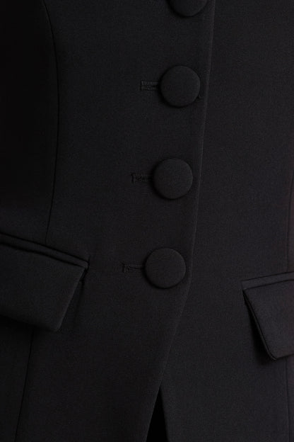 Tecla | Black Button-Up Tailored Top