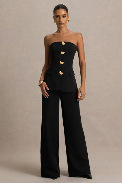 Zoey | Black Bandeau-Neck Jumpsuit