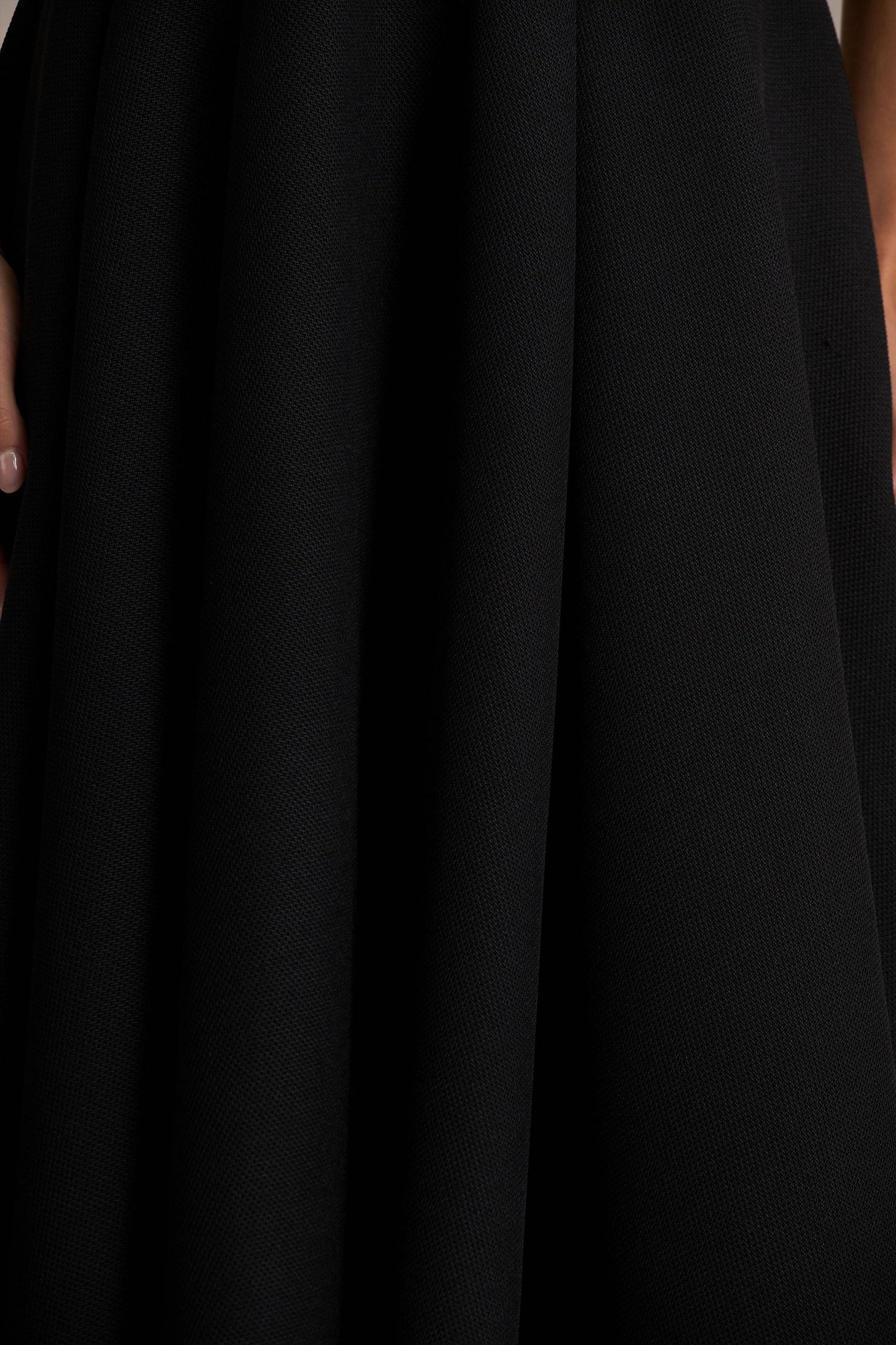 Alissa | Black Plunge-Neck Tailored Midi Dress