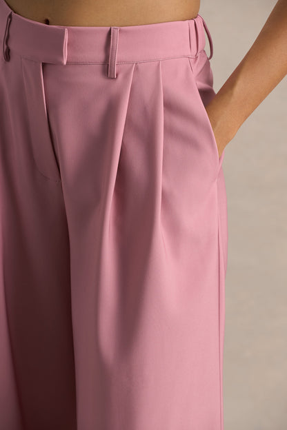 Safia | Cherry Ombre Satin Wide-Leg Trousers