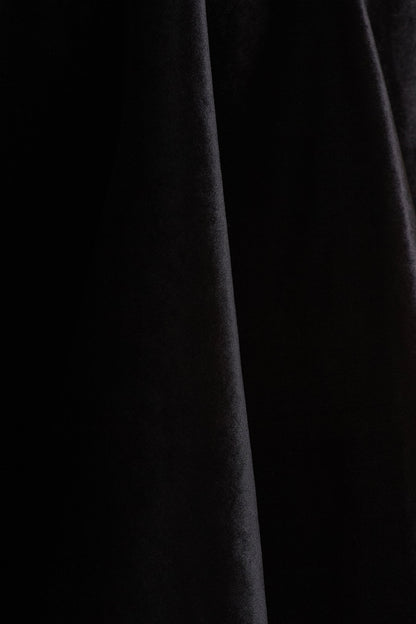 Keeley | Black Asymmetric-Neck Velvet Mini Dress With Bow Detail