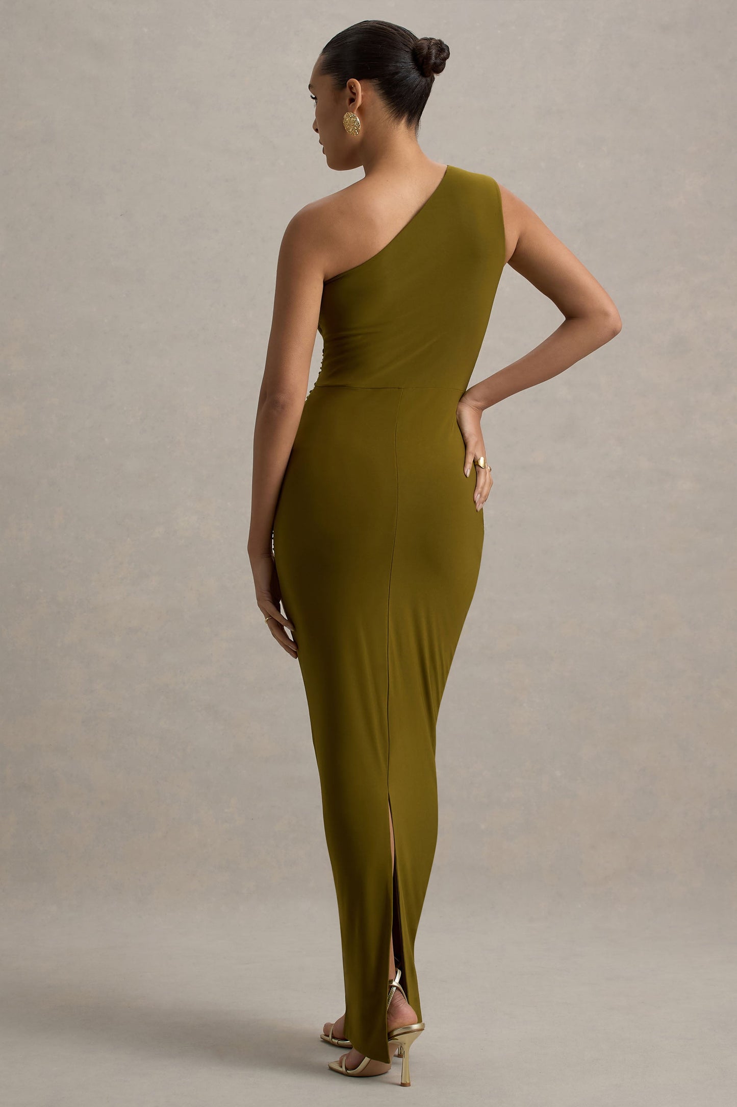 Dalarie | Green One-Shoulder Gathered Maxi Dress
