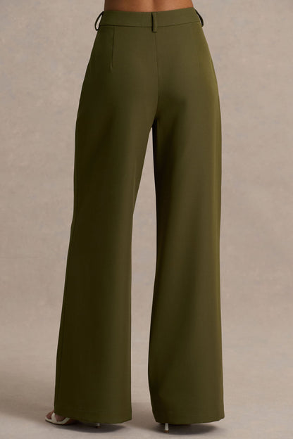 Silvia | Olive Straight-Leg Trousers