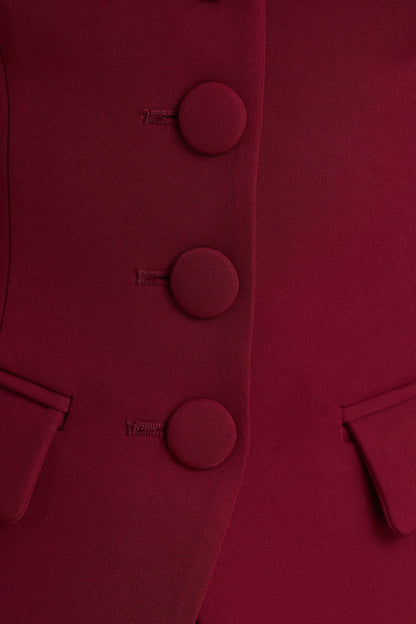 Tecla | Burgundy Button-Up Tailored Top