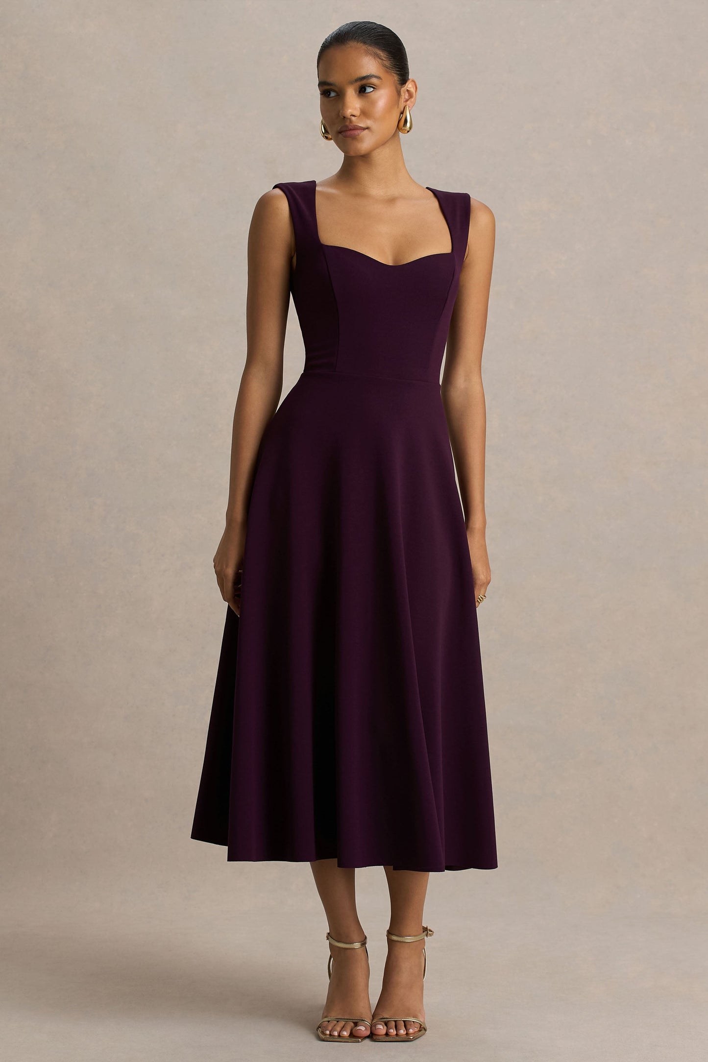Andromeda | Burgundy Sweetheart Midi Dress