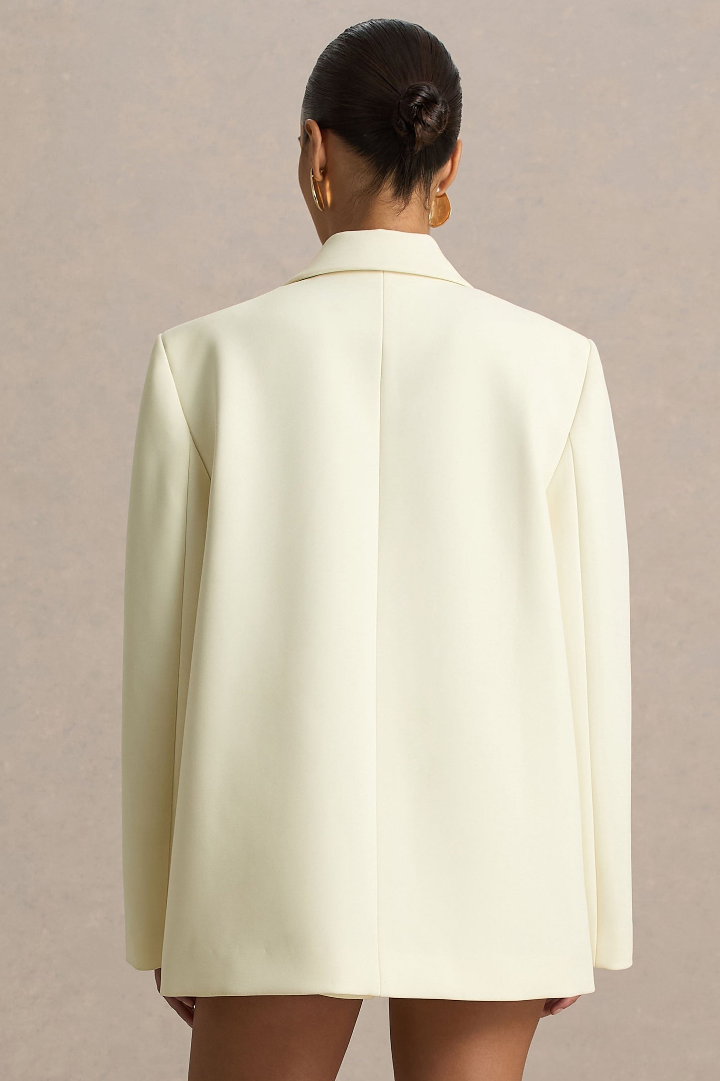 Katherine | Cream Plunge-Neck Tailored Blazer