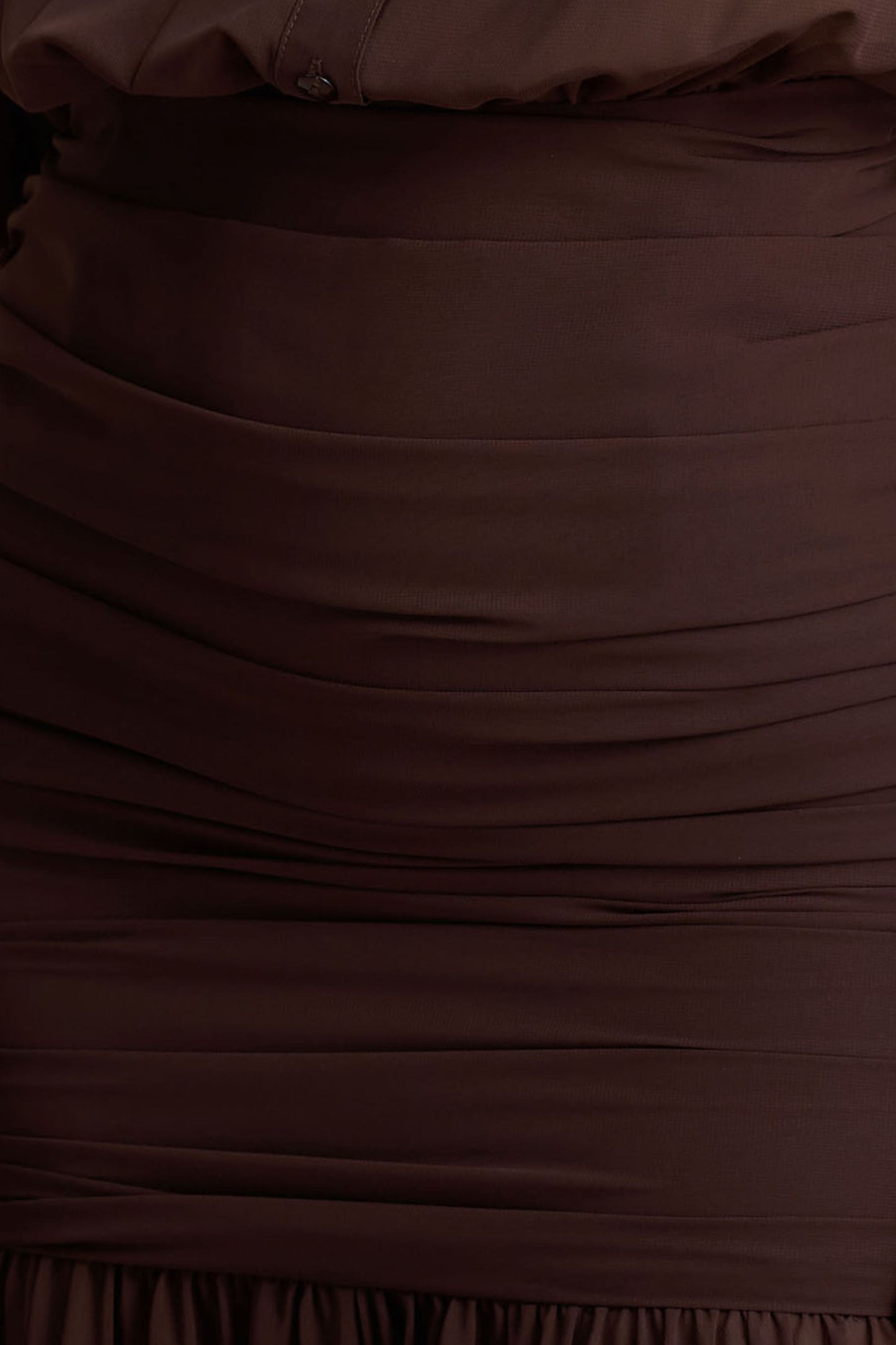 Kris | Brown Plunge-Neck Maxi Dress With Ruched Detailing